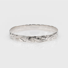 Load image into Gallery viewer, 92.5 Sterling Silver Isla 8mm Plumeria & Scroll Cut Out Bangle