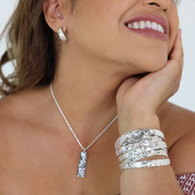 Load image into Gallery viewer, 92.5 Sterling Silver Isla 8mm Plumeria & Scroll 7 Day Bangle Set
