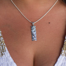 Load image into Gallery viewer, 92.5 Sterling Silver Isla Plumeria &amp; Scroll Long Bar with Cut Out Edge Necklace
