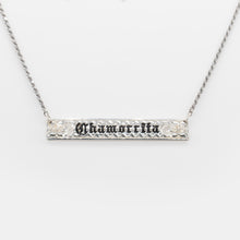 Load image into Gallery viewer, 92.5 Sterling Silver Chamorrita Personalized/Custom Made to Order 8mm Plumeria and Scroll Horizontal Necklace