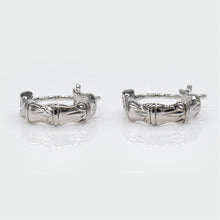 Load image into Gallery viewer, 92.5 Sterling Silver Rosa 5mm Bamboo Design Hoop Earring
