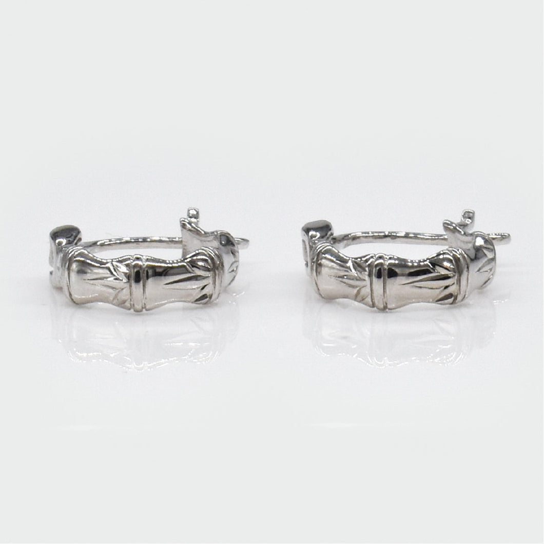 92.5 Sterling Silver Rosa 5mm Bamboo Design Hoop Earring