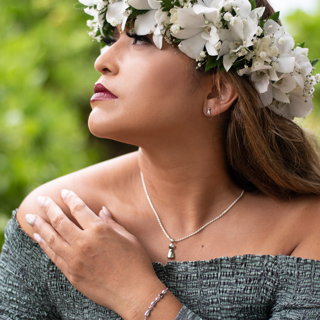 92.5 Sterling Silver Latte Stone Necklace