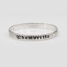 Load image into Gallery viewer, 92.5 Sterling Silver 8mm Chamorrita Plumeria and Scroll Bangle
